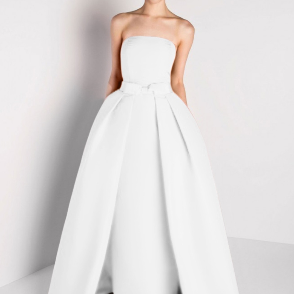 Alexia Maria  Silk Faille Strapless Gown w/ Skirt
